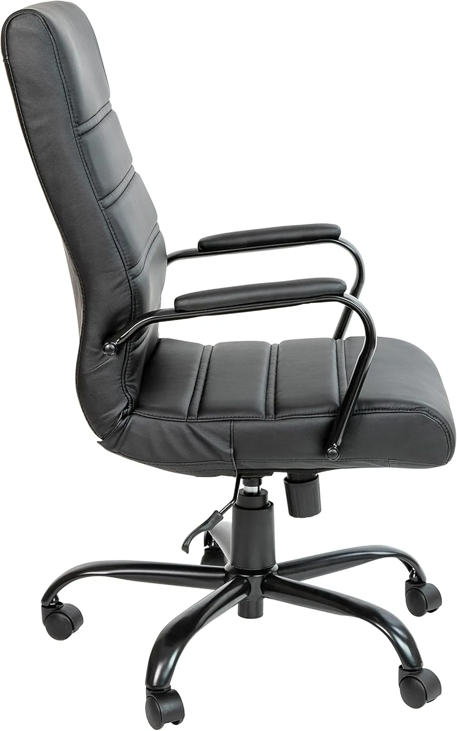 Flash Furniture Whitney High-Back Swivel LeatherSoft Desk Chair with Padded Seat and Armrests, Adjustable Height Padded Office Chair, Black
