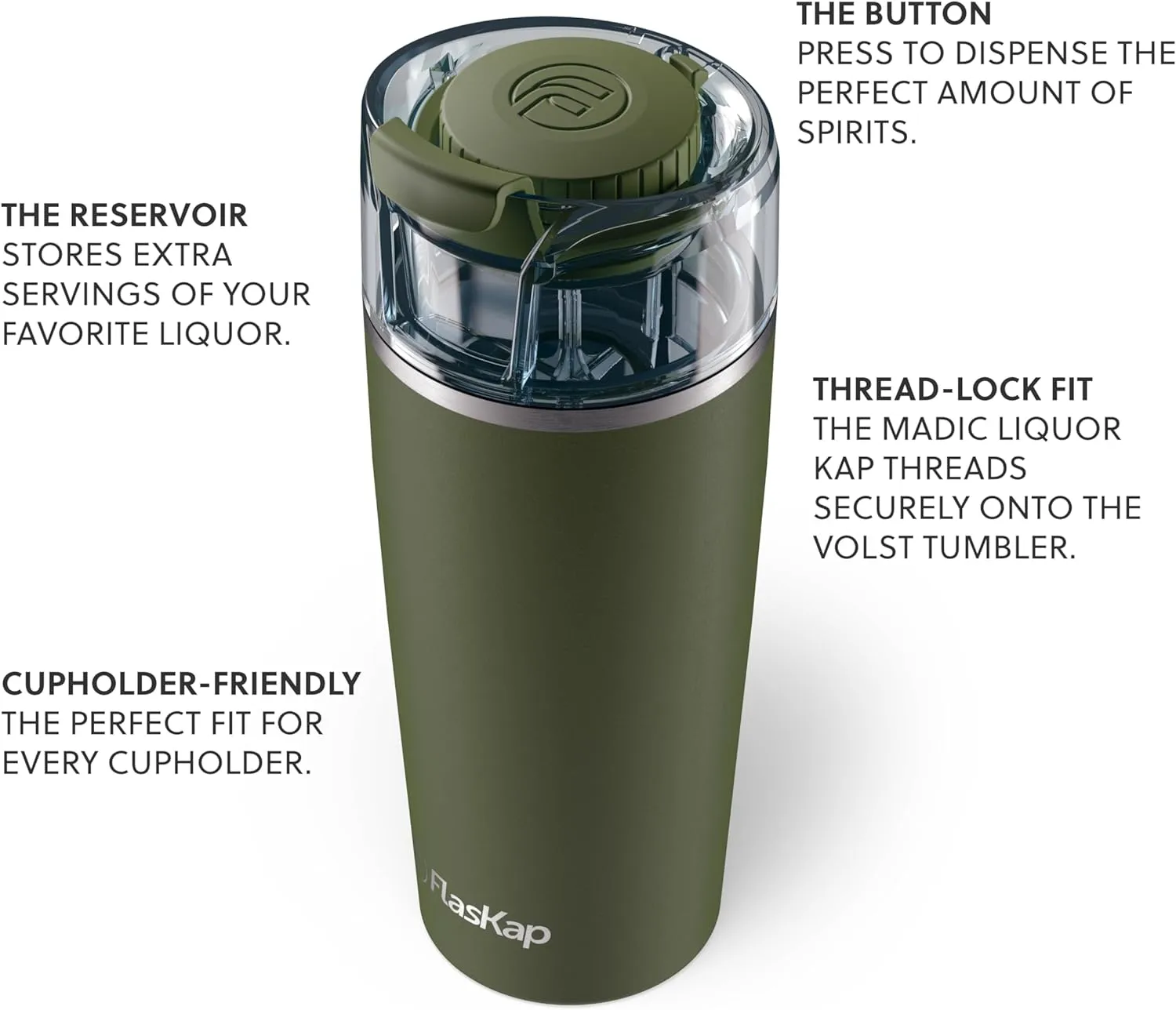 Flaskap Game Day Madic System: 6oz/9oz & 22oz/30oz Insulated Tumblers, Removable Dispenser, Leak Proof Lid