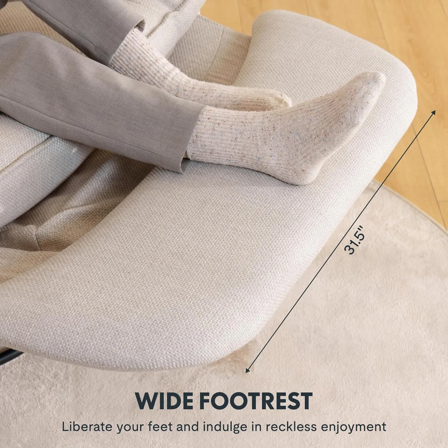 FLEXISPOT Lotus Swivel Recliner Chair for Adults, Oversized 360° Swivel Rocker Recliner, Fabric Glider Rocking Nursery Chair, Side Pocket, 350 Lbs Capacity, Living Room, Bedroom, Nursery, XRC7 White