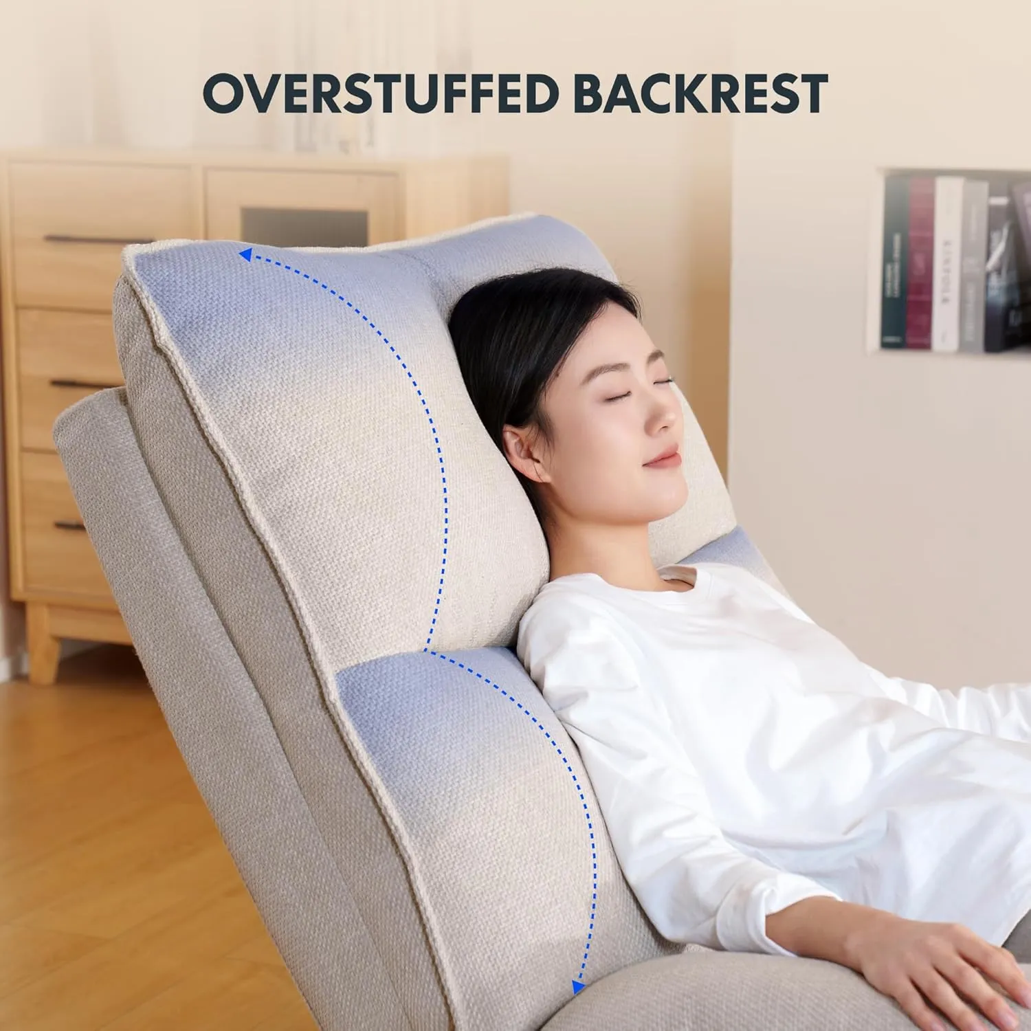 FLEXISPOT Lotus Swivel Recliner Chair for Adults, Oversized 360° Swivel Rocker Recliner, Fabric Glider Rocking Nursery Chair, Side Pocket, 350 Lbs Capacity, Living Room, Bedroom, Nursery, XRC7 White