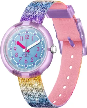 Flik Flak Kids' BPA Free-A Safe Watch Shine in Rainbow Quartz, Blue
