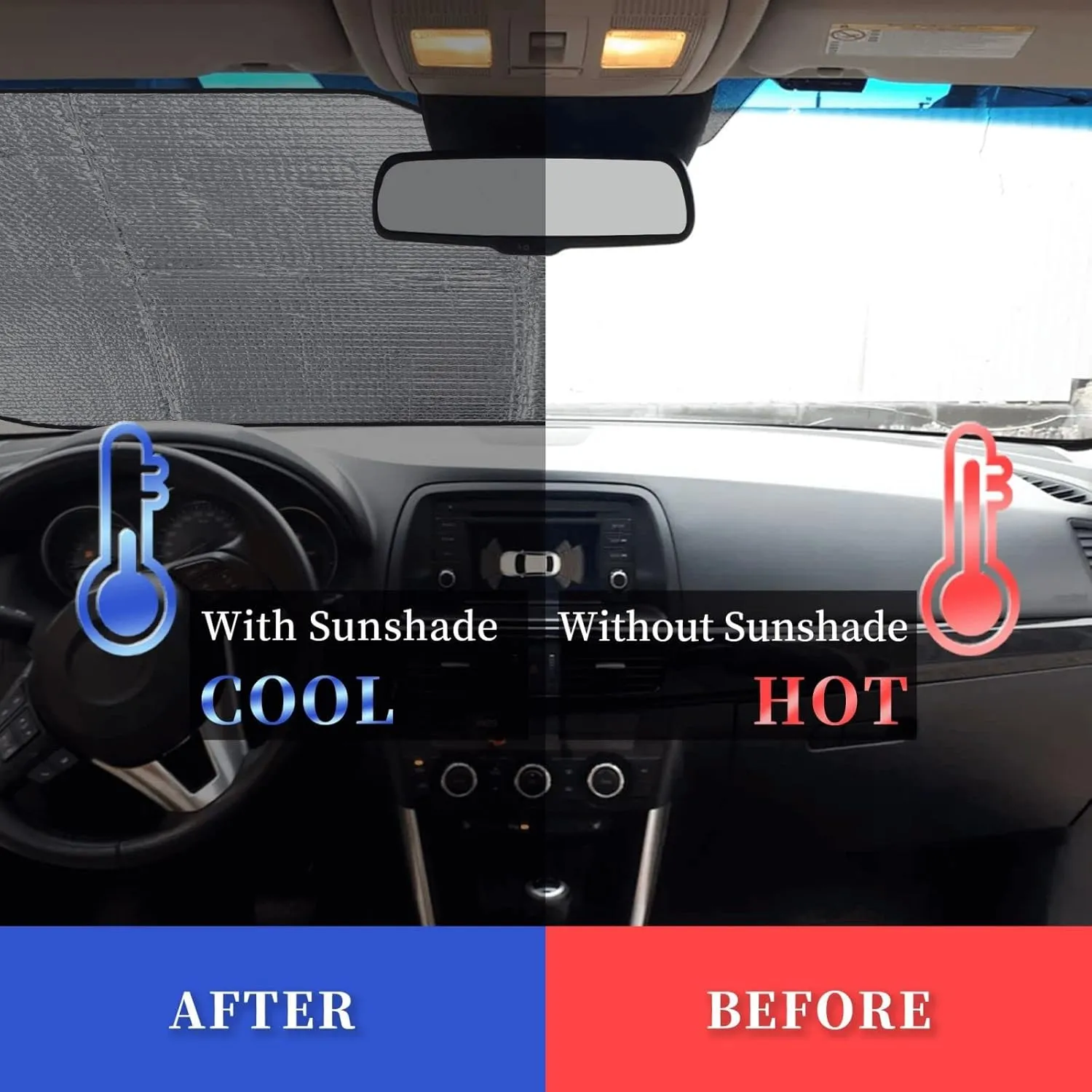 Flower Sunflower Popies Universal Car Windshield Sun Shade Single-Layer Bubble Aluminum Foil Heat Reflective Sunshade with 4 Suction Cups (27.5 * 51 in)