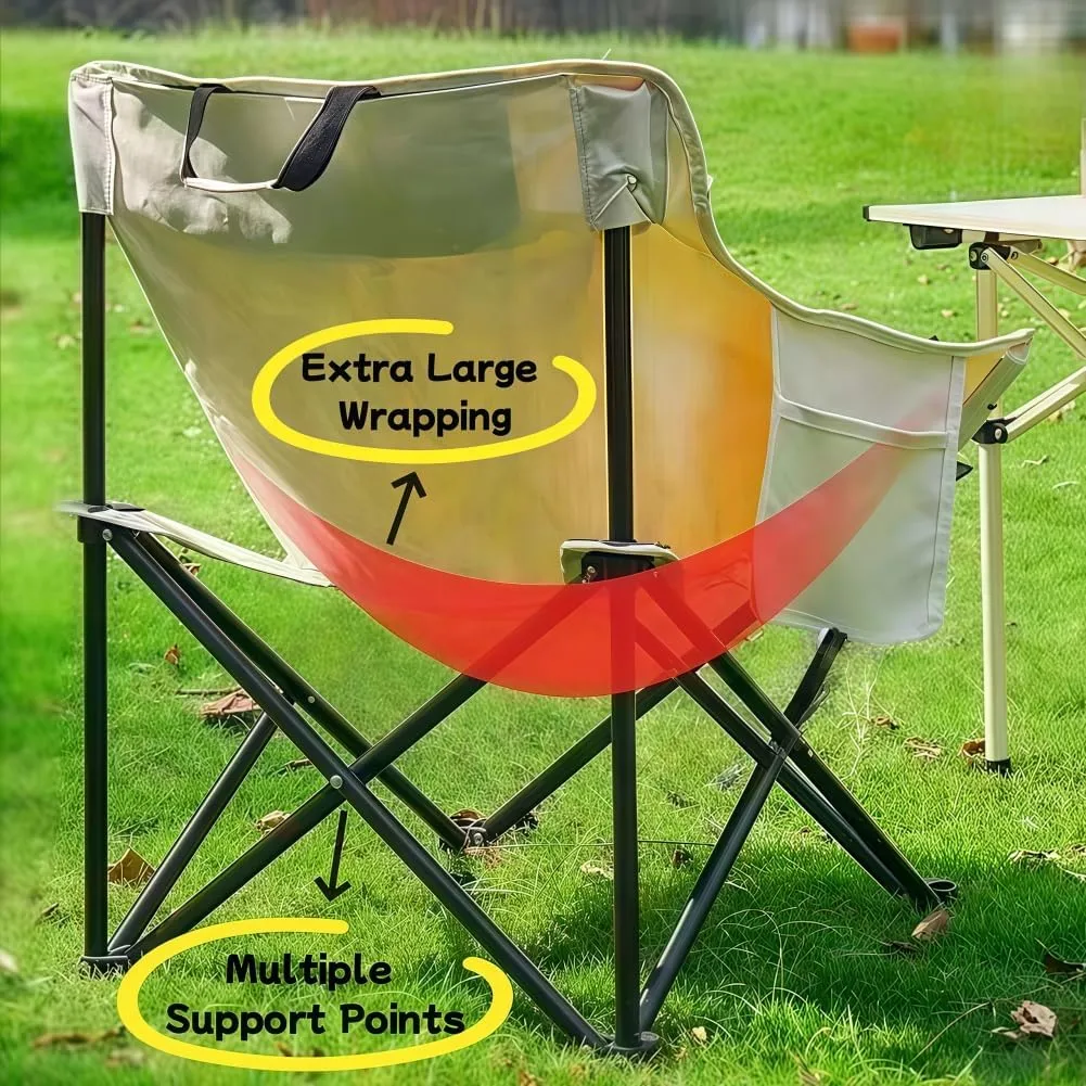 Folding Camping Chair, Lightweight Portable Lawn Chairs with Carry Bag, 600D Oxford Compact Outdoor Picnic Stool for Hiking, Beach, Fishing, and Market Stalls (Coffee)