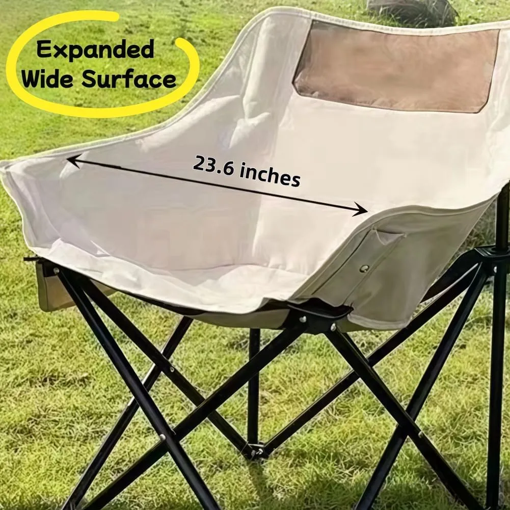 Folding Camping Chair, Lightweight Portable Lawn Chairs with Carry Bag, 600D Oxford Compact Outdoor Picnic Stool for Hiking, Beach, Fishing, and Market Stalls (Coffee)