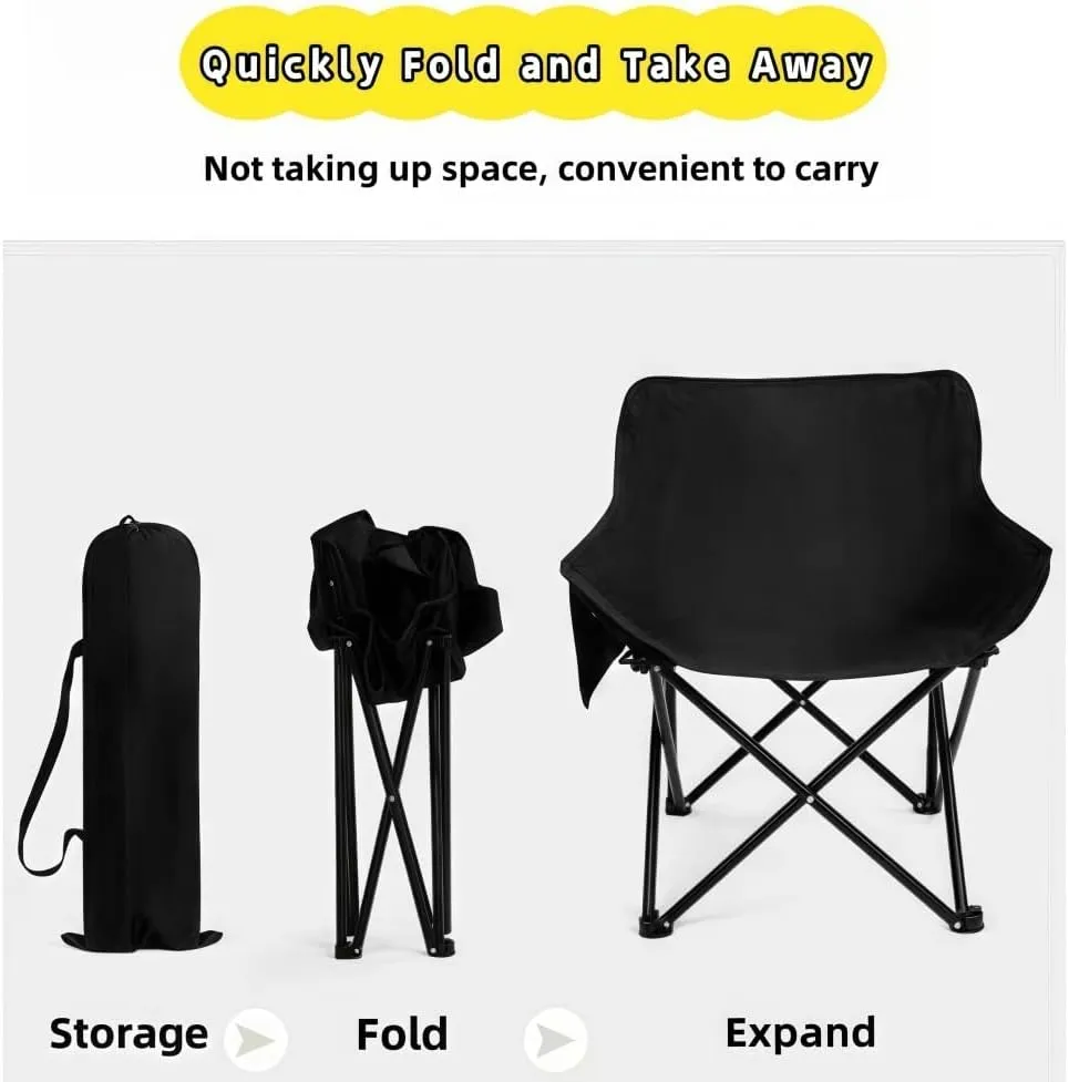 Folding Camping Chair, Lightweight Portable Lawn Chairs with Carry Bag, 600D Oxford Compact Outdoor Picnic Stool for Hiking, Beach, Fishing, and Market Stalls (Coffee)