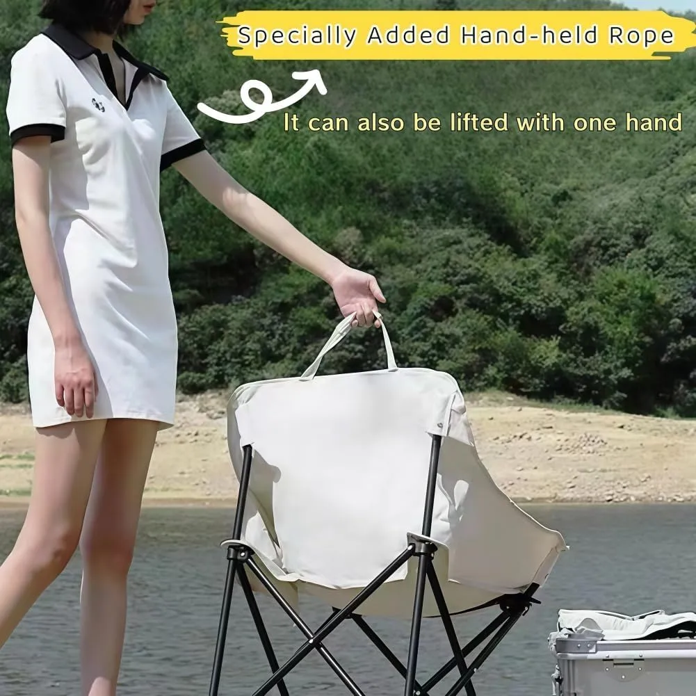 Folding Camping Chair, Lightweight Portable Lawn Chairs with Carry Bag, 600D Oxford Compact Outdoor Picnic Stool for Hiking, Beach, Fishing, and Market Stalls (Coffee)
