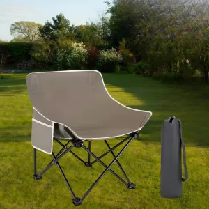 Folding Camping Chair, Lightweight Portable Lawn Chairs with Carry Bag, 600D Oxford Compact Outdoor Picnic Stool for Hiking, Beach, Fishing, and Market Stalls (Coffee)
