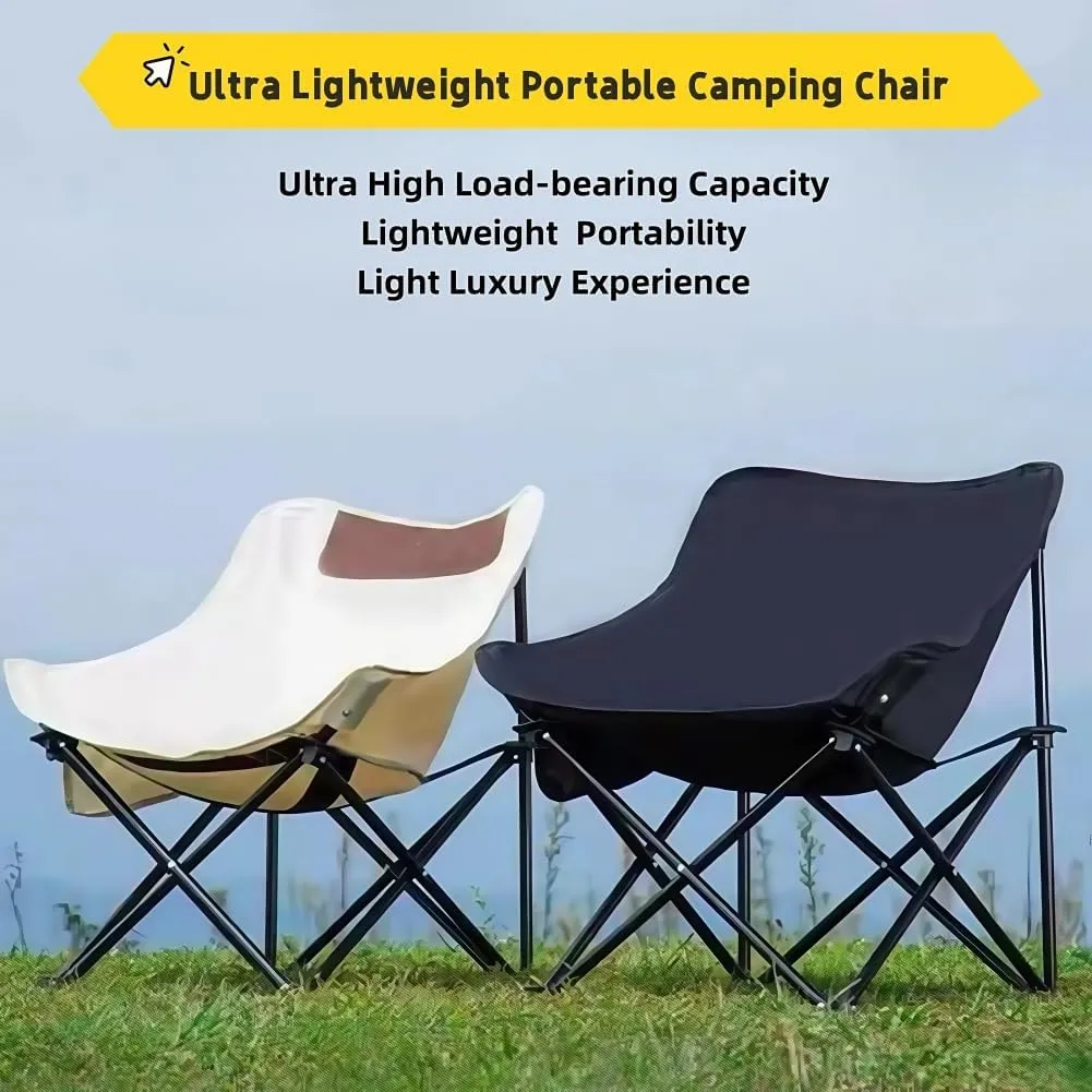 Folding Camping Chair, Lightweight Portable Lawn Chairs with Carry Bag, 600D Oxford Compact Outdoor Picnic Stool for Hiking, Beach, Fishing, and Market Stalls (Coffee)
