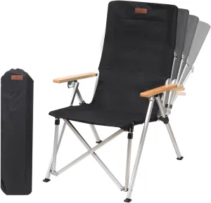 Folding Camping Chair Portable Chairs for Adults Adjustable High Back Outdoor Comfortable Chair with Storage Bag