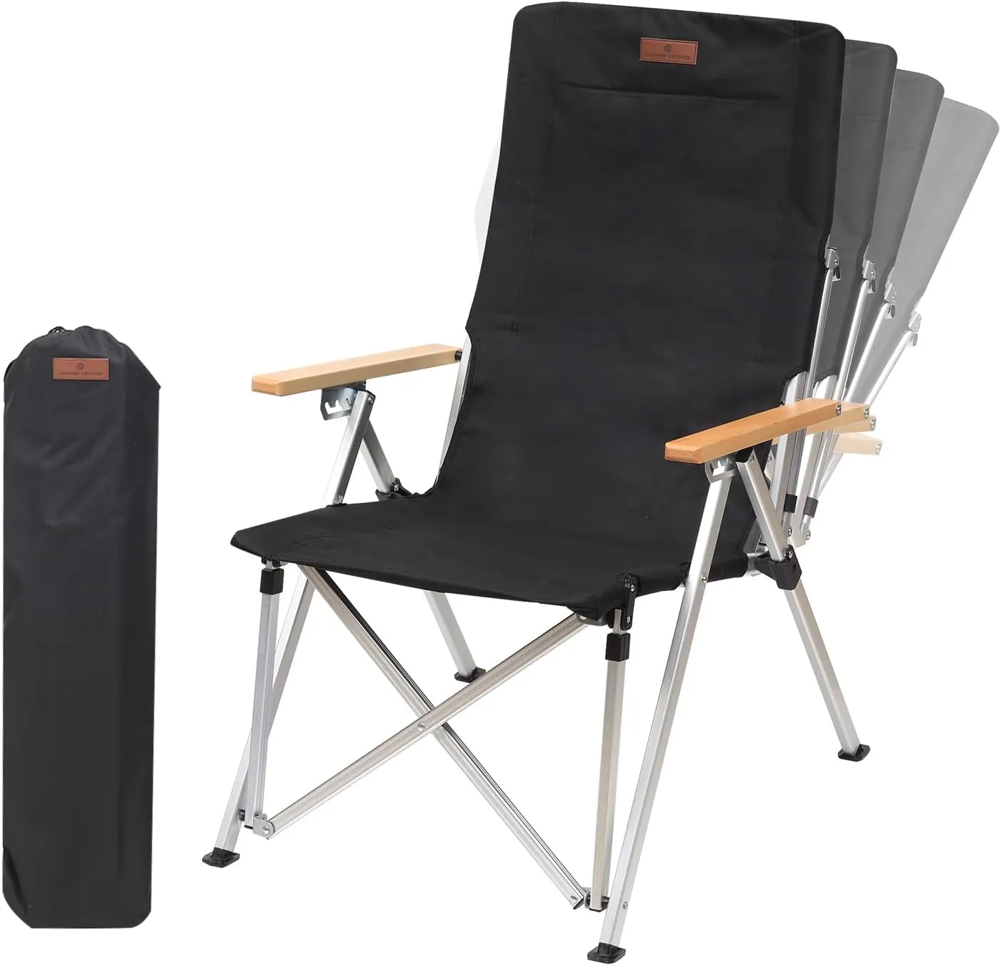 Folding Camping Chair Portable Chairs for Adults Adjustable High Back Outdoor Comfortable Chair with Storage Bag