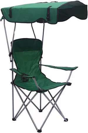 Folding Lawn Chair Camping Chair with Shade Canopy Chair, Folding Recliner, Adjustable Outdoor Beach Lightweight Sunshade Folding Chairs Folding Chair(Green)