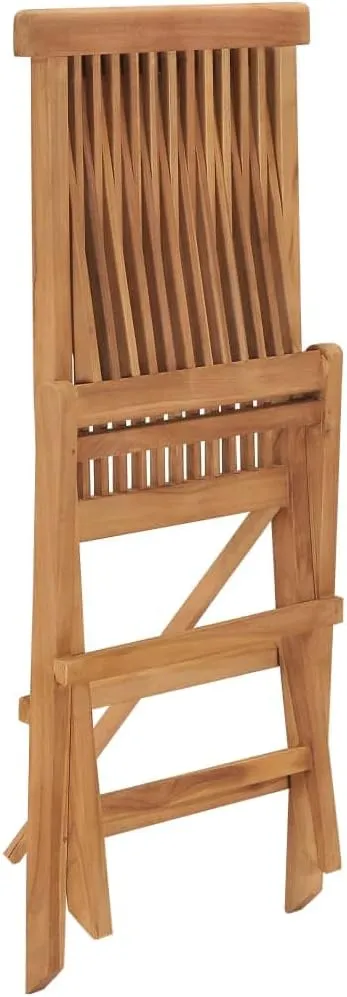 Folding Patio Chairs 2 pcs Solid Teak Wood Outdoor Chairs with Comfortable Lounge Seating, Foldable, Weather-Resistant, Durable Teak Wood, for Patio, Garden, and Backyard