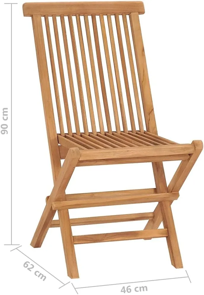 Folding Patio Chairs 2 pcs Solid Teak Wood Outdoor Chairs with Comfortable Lounge Seating, Foldable, Weather-Resistant, Durable Teak Wood, for Patio, Garden, and Backyard