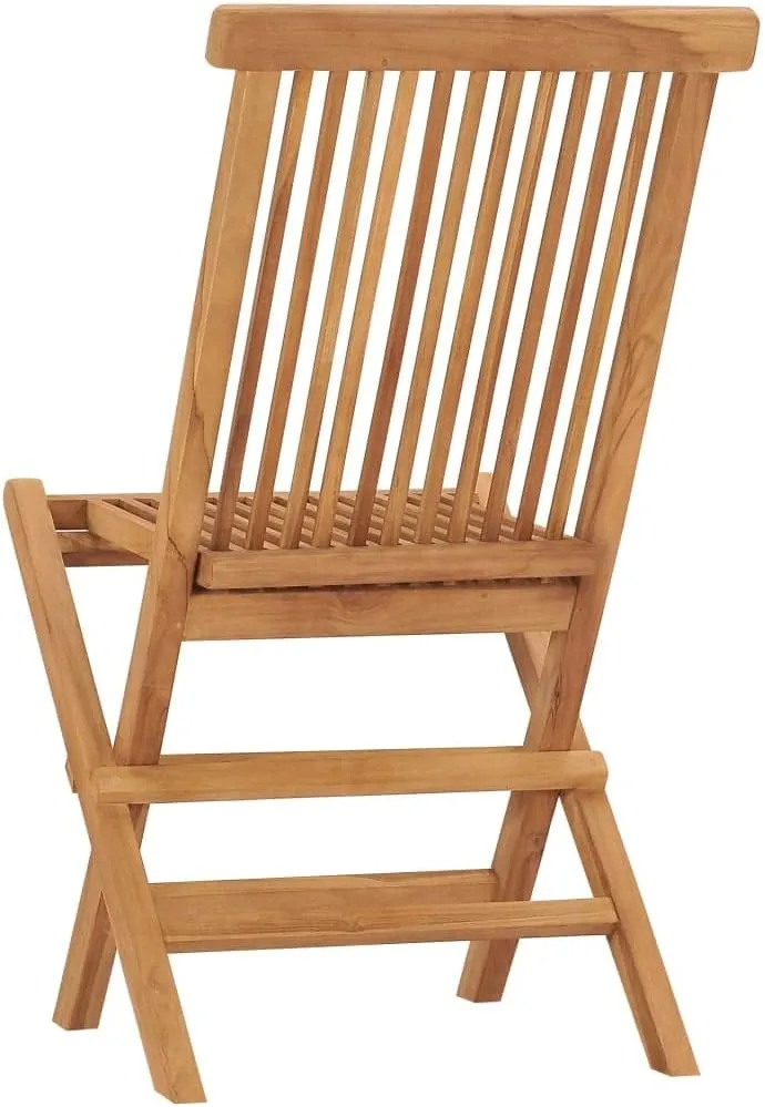 Folding Patio Chairs 2 pcs Solid Teak Wood Outdoor Chairs with Comfortable Lounge Seating, Foldable, Weather-Resistant, Durable Teak Wood, for Patio, Garden, and Backyard