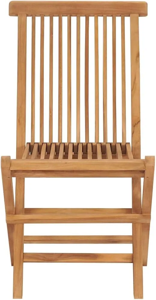 Folding Patio Chairs 2 pcs Solid Teak Wood Outdoor Chairs with Comfortable Lounge Seating, Foldable, Weather-Resistant, Durable Teak Wood, for Patio, Garden, and Backyard