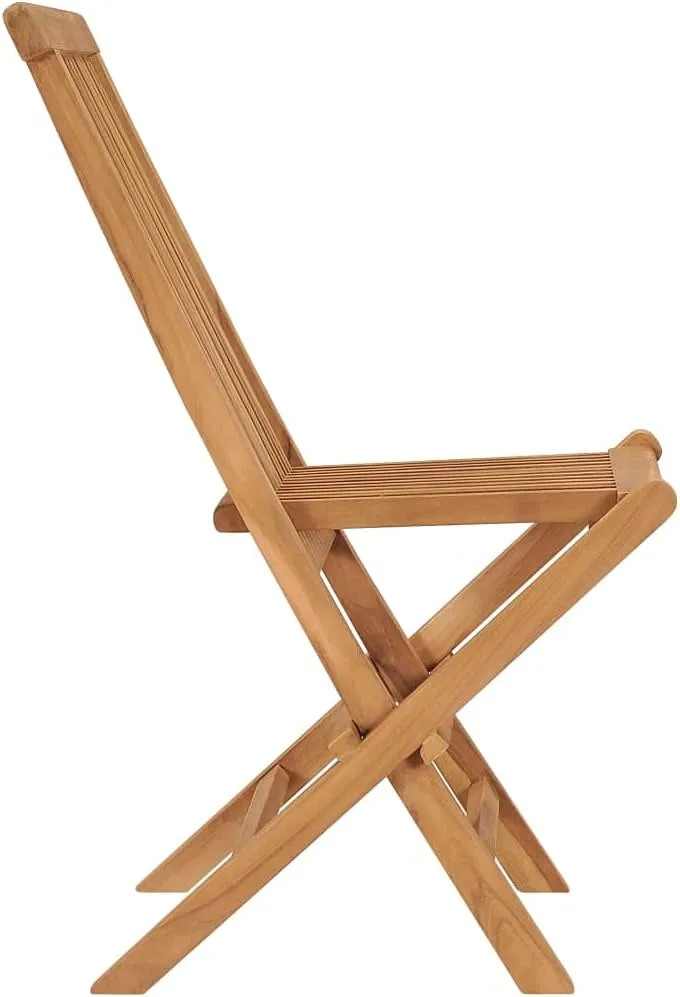 Folding Patio Chairs 2 pcs Solid Teak Wood Outdoor Chairs with Comfortable Lounge Seating, Foldable, Weather-Resistant, Durable Teak Wood, for Patio, Garden, and Backyard