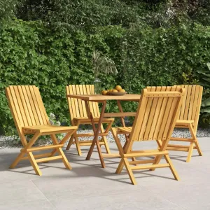 Folding Patio Chairs 4 pcs Solid Teak Wood Garden Chairs Outdoor Furniture 18.5" x 18.5" x 35" Folding Outdoor Chairs for Patio, Lawn, Garden, Dining, Beach, and Camping