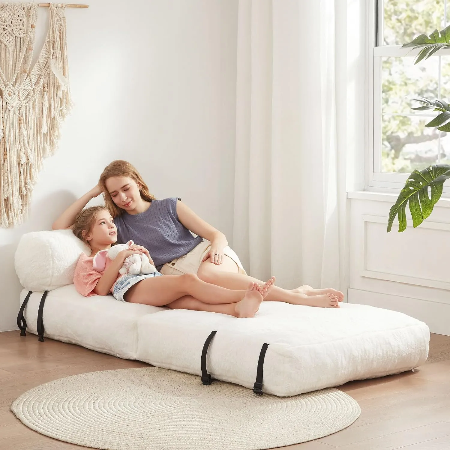 Folding Sofa Bed Convertible Lazy Sofa Bed Foadbale Sofa Chair Bed Convertible Sleeper with Pillow, Portable Folding Chair Fold Floor Bed for Living Room, Bedroom
