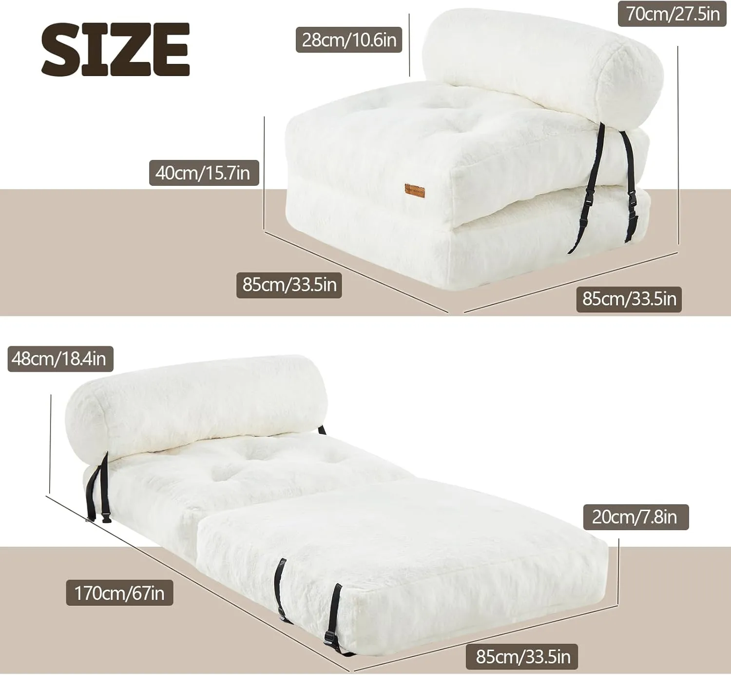 Folding Sofa Bed Convertible Lazy Sofa Bed Foadbale Sofa Chair Bed Convertible Sleeper with Pillow, Portable Folding Chair Fold Floor Bed for Living Room, Bedroom