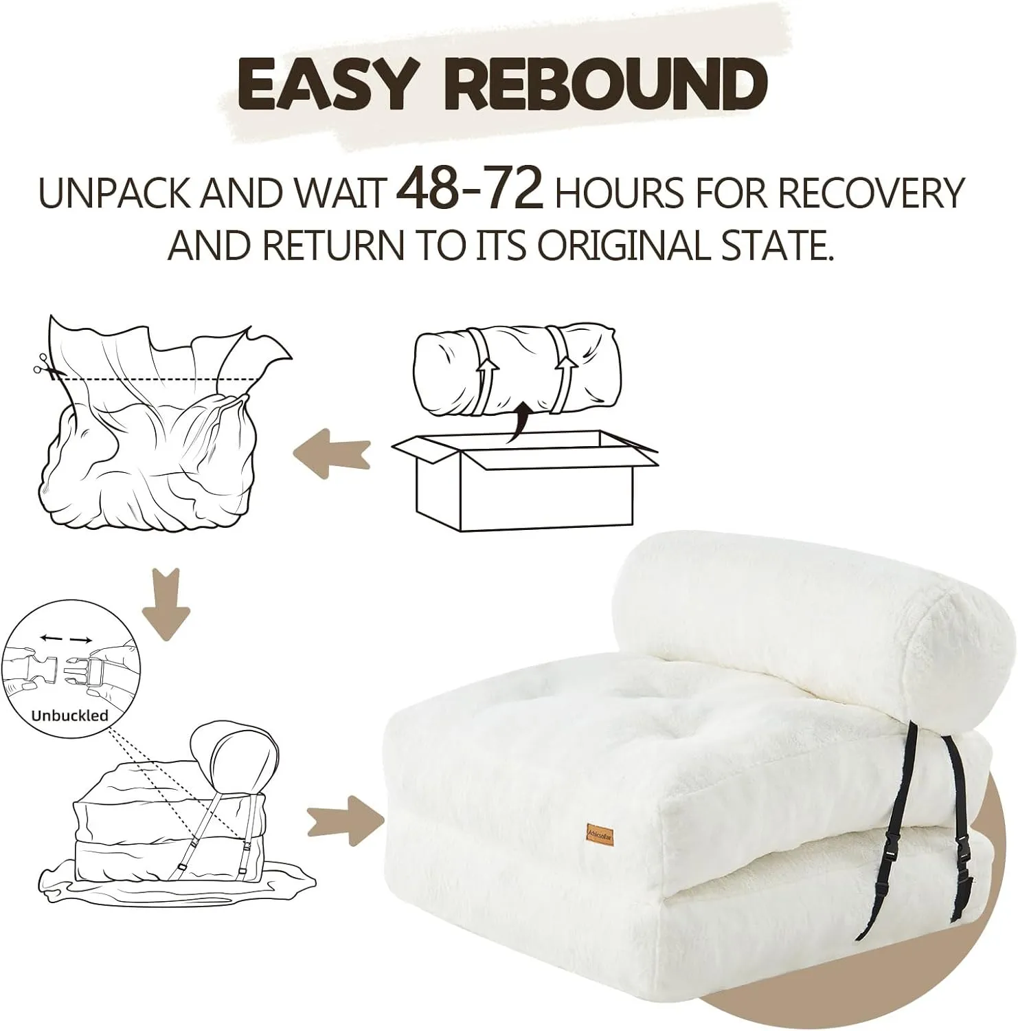 Folding Sofa Bed Convertible Lazy Sofa Bed Foadbale Sofa Chair Bed Convertible Sleeper with Pillow, Portable Folding Chair Fold Floor Bed for Living Room, Bedroom