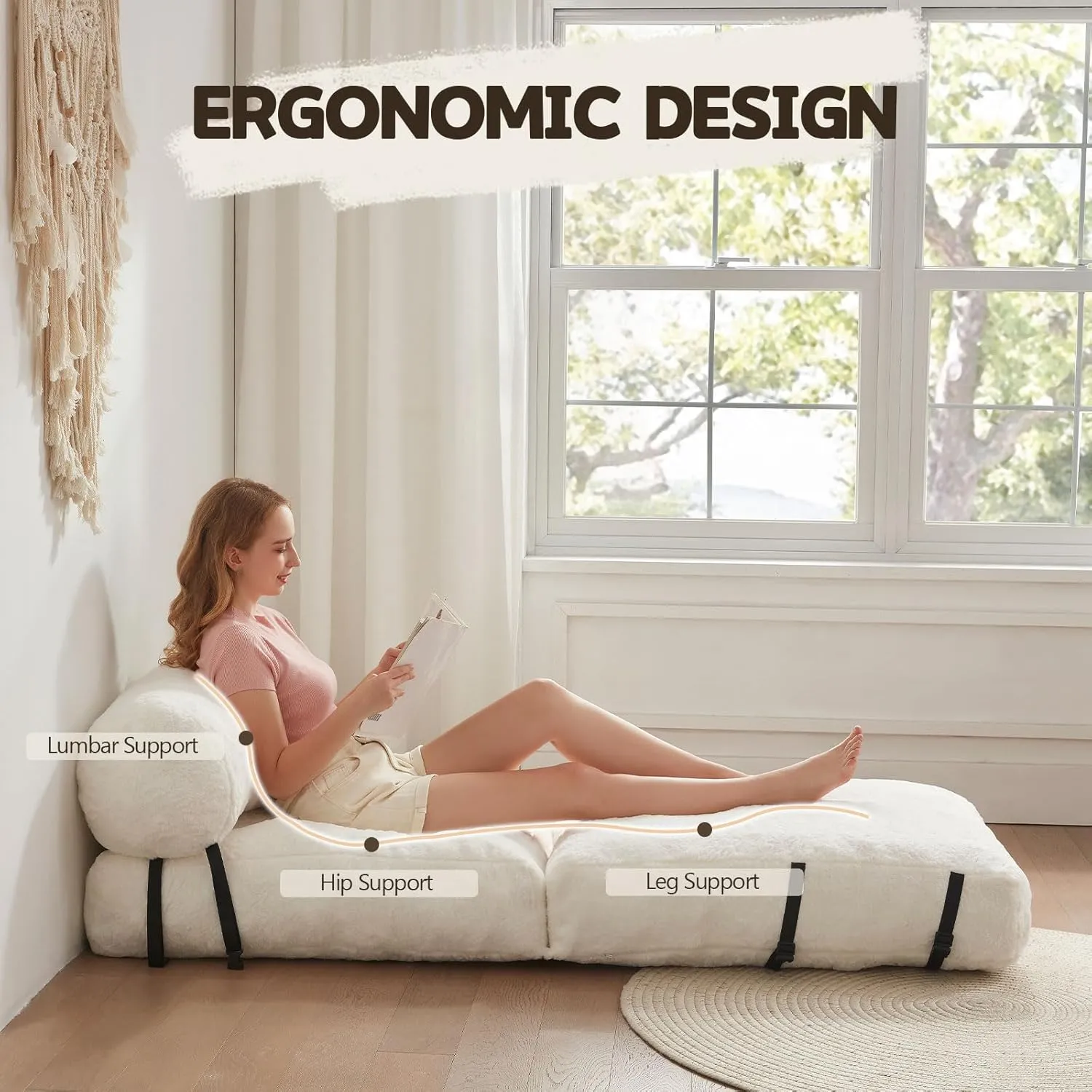 Folding Sofa Bed Convertible Lazy Sofa Bed Foadbale Sofa Chair Bed Convertible Sleeper with Pillow, Portable Folding Chair Fold Floor Bed for Living Room, Bedroom