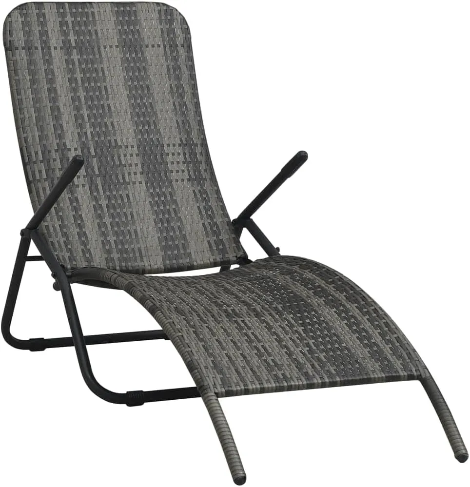 Folding Sun Lounger Poly Rattan Graycamping Chairs Recliner Chair Outdoor Lounge Chairs Patio chairsSuitable for Gardens, courtyards