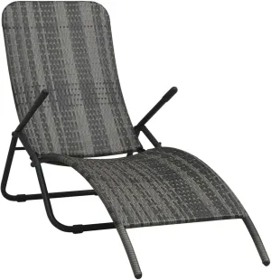 Folding Sun Lounger Poly Rattan Graycamping Chairs Recliner Chair Outdoor Lounge Chairs Patio chairsSuitable for Gardens, courtyards