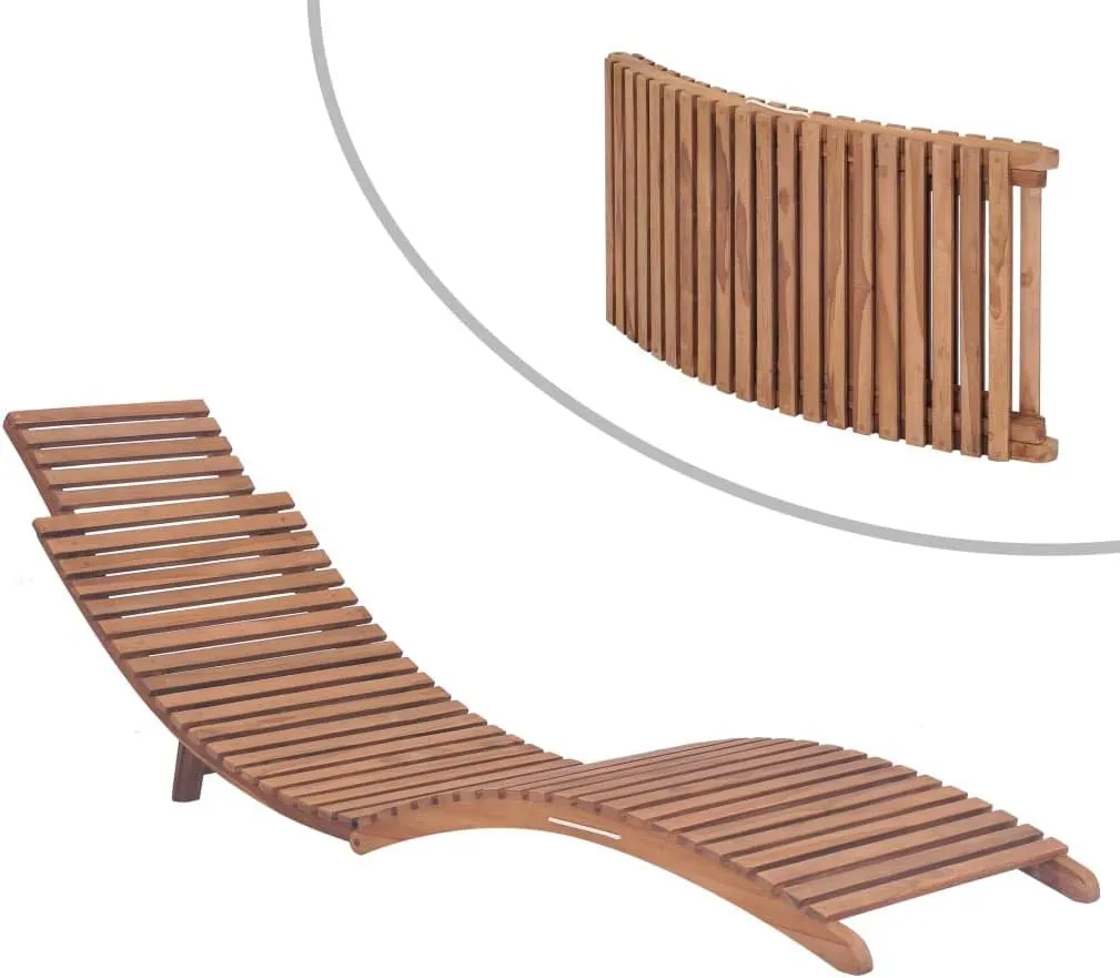 Folding Sun Loungers 2 pcs Solid Teak Woodcamping Chairs Recliner Tanning Chair Patio Suitable for Garden Courtyard