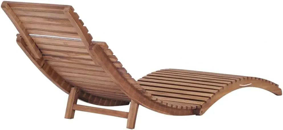 Folding Sun Loungers 2 pcs Solid Teak Woodcamping Chairs Recliner Tanning Chair Patio Suitable for Garden Courtyard