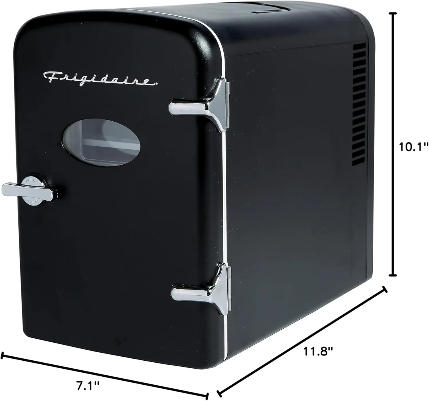Frigidaire Retro Mini Personal Fridge Cooler, Holds up to 9 Cans, Portable & Compact, AC Plug & 12V Car Charger – Black