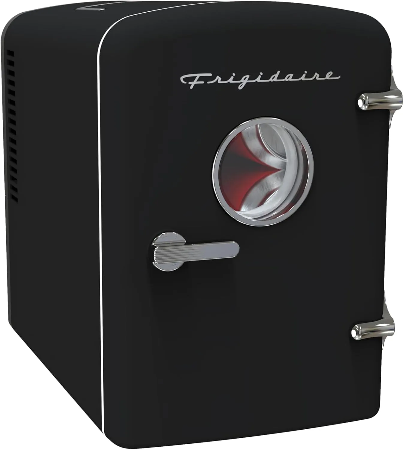 Frigidaire Retro Mini Personal Fridge Cooler, Holds up to 9 Cans, Portable & Compact, AC Plug & 12V Car Charger – Black