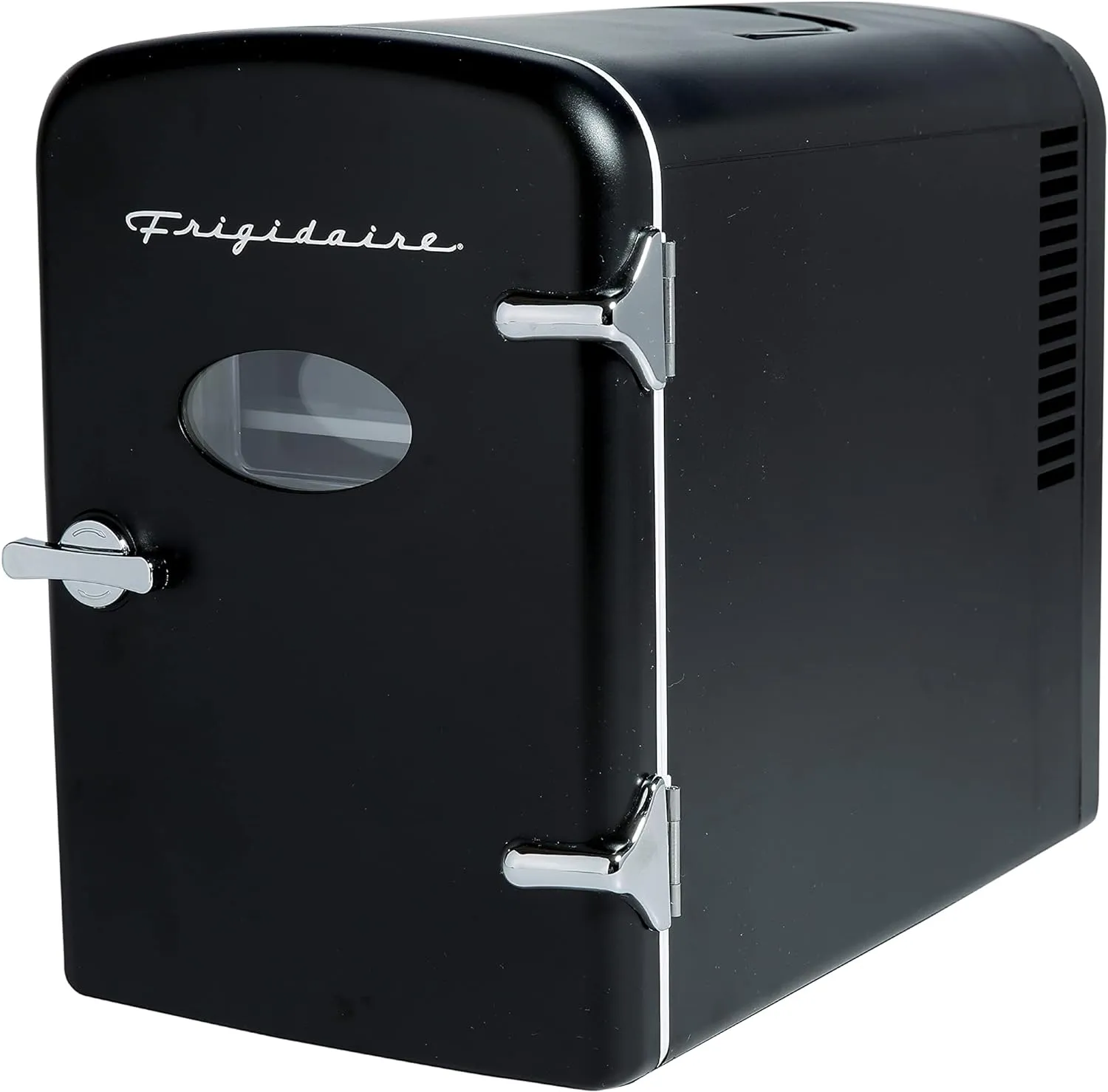 Frigidaire Retro Mini Personal Fridge Cooler, Holds up to 9 Cans, Portable & Compact, AC Plug & 12V Car Charger – Black