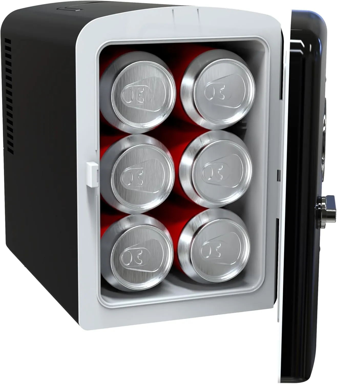 Frigidaire Retro Mini Personal Fridge Cooler, Holds up to 9 Cans, Portable & Compact, AC Plug & 12V Car Charger – Black