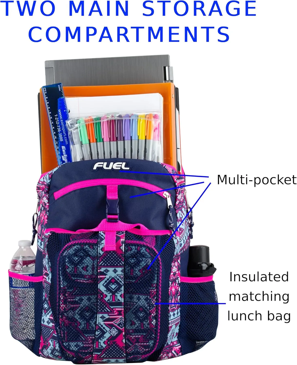 FUEL Travel Backpack Cooler Bag Lunchbox for Work Insulated Cooler Bag Lunch Bag Work Hiking Water Bottle Pockets