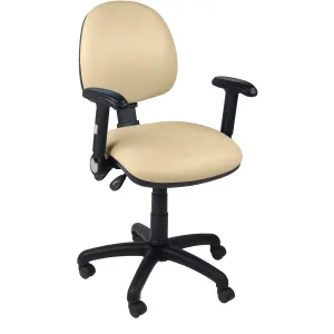 Function operator chair, mid back, black base, folding arms, standard castor, vinyl upholstery, beige