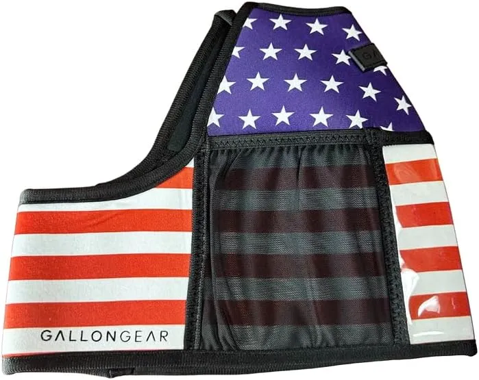 Gallon Gear 1 GALLON LARGE WATER BOTTLE SLEEVE COMBO | BPA FREE PLASTIC REUSABLE WATER JUG | HYDRATION WATER BOTTLE FOR MEN & WOMEN | GYM, SPORTS, TRAING & FITNESS (BLACK/FLAG-USA)