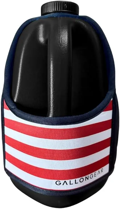 Gallon Gear 1 GALLON LARGE WATER BOTTLE SLEEVE COMBO | BPA FREE PLASTIC REUSABLE WATER JUG | HYDRATION WATER BOTTLE FOR MEN & WOMEN | GYM, SPORTS, TRAING & FITNESS (BLACK/FLAG-USA)