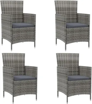 Garden Chairs, Pool Chair, Patio Chairs with Cushions 4 pcs, Easy to Clean Suitable for Patio, Porch, Backyard, Balcony, Garden Poly Rattan Gray