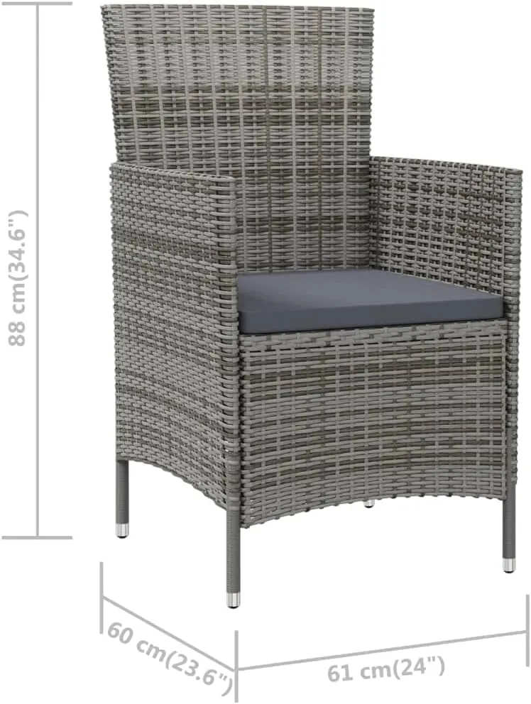 Garden Chairs, Pool Chair, Patio Chairs with Cushions 4 pcs, Easy to Clean Suitable for Patio, Porch, Backyard, Balcony, Garden Poly Rattan Gray