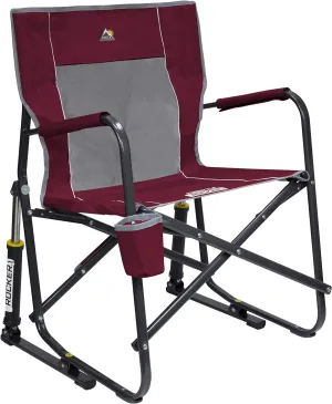 GCI OUTDOOR Freestyle Rocker Camping Chair | Portable Folding Rocking Chair with Solid, Durable Armrests, Drink Holder & Comfortable Backrest — Cinnamon