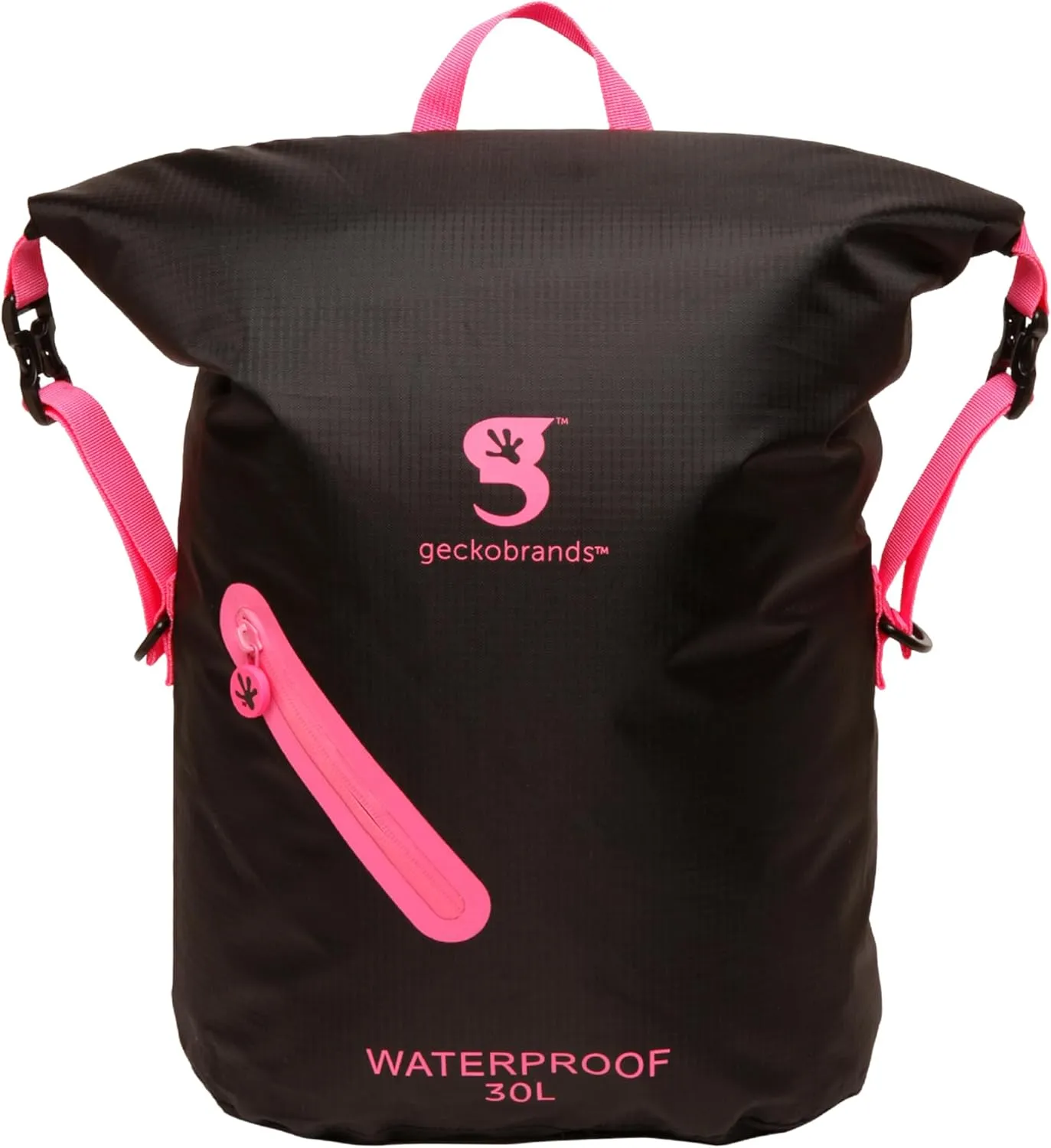 geckobrands Lightweight 30L Waterproof Backpack - Lightweight Watertight Outdoor Bag Hiking Traveling Light Water Activities
