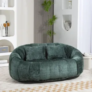 Giant Bean Bag Chair Couch with Foam Filler, Oversized Bean Bag Sofa for Adults,Teens, Comfy Floor Loveseat with 2 Pillows, Lazy Beanbag Lounger for Living Room, Game Room, Office, Chenille Emerald