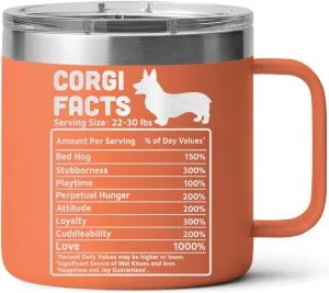 Gift for Corgi Lovers – 14oz Stainless Steel Tumbler Cup Mug with Handle, Funny and Unique Gift for Corgi Dog Owners, Perfect for Mothers Day, Fathers Day, Birthday, Anniversary Celebrations