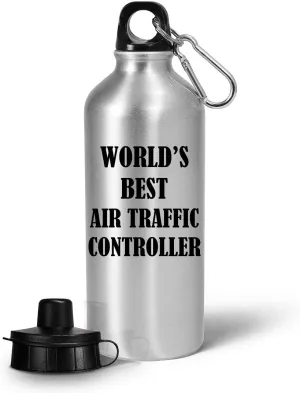 Gifts for WorldsBest Air Traffic Controller Water Bottle Tumbler Portable Drinkware Funny Cute Gag ATC Aviation Control Tower Flight ATCO Specialist Personnel Appreciation Idea Recognition Award