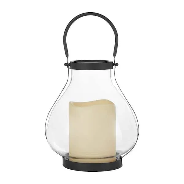 Glass lantern with timer candle