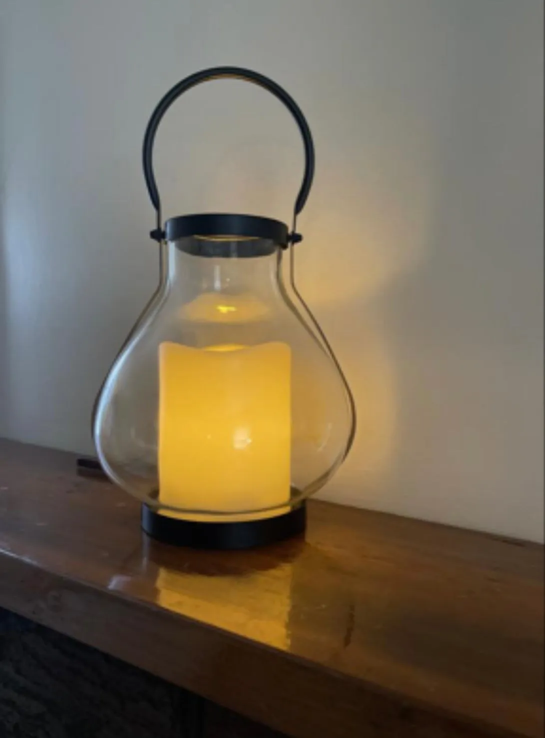 Glass lantern with timer candle