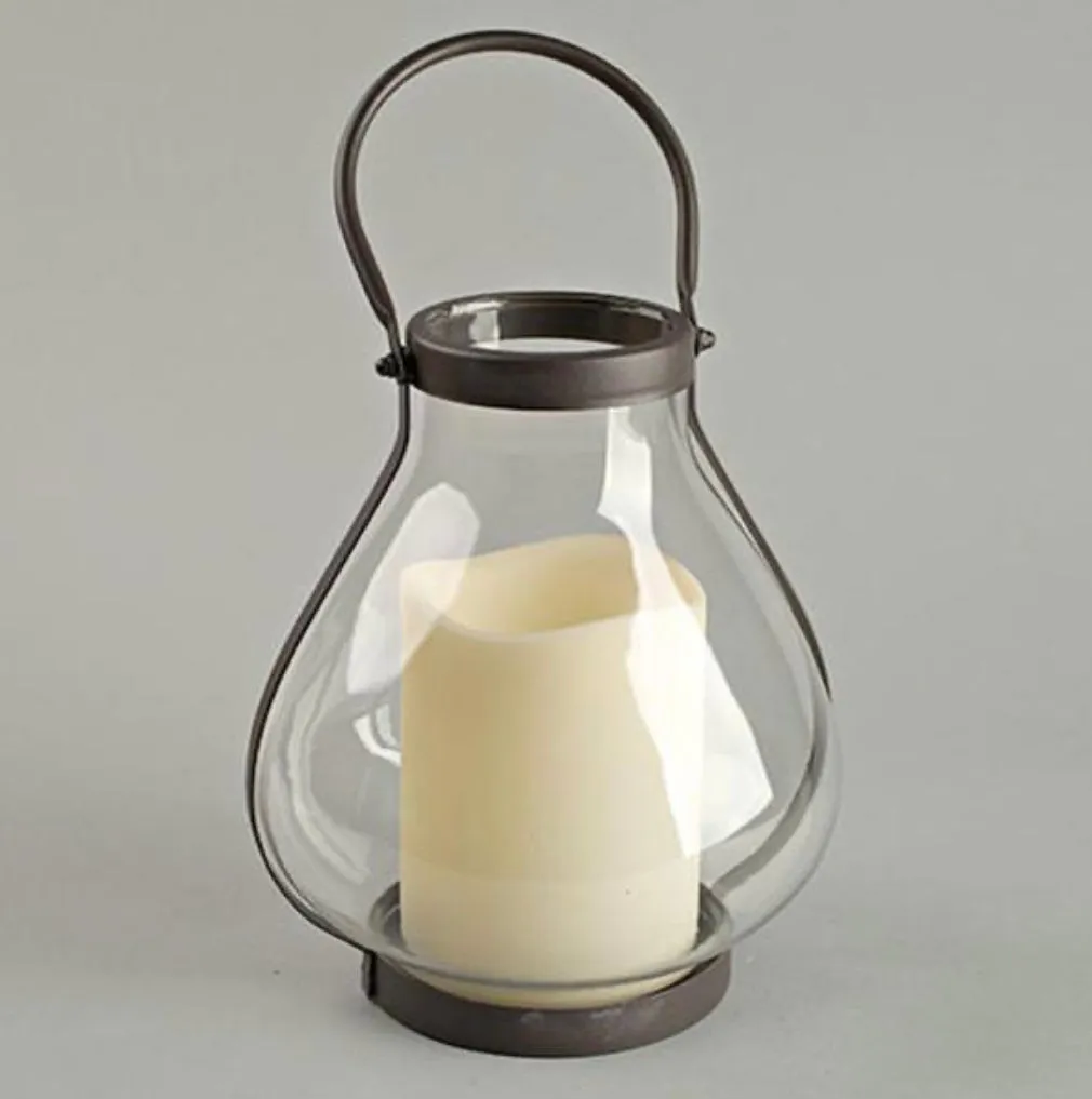Glass lantern with timer candle
