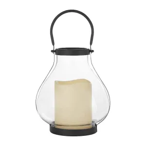 Glass lantern with timer candle