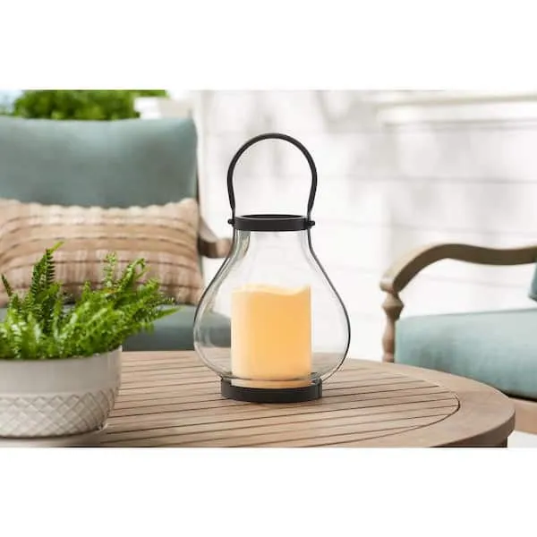 Glass lantern with timer candle