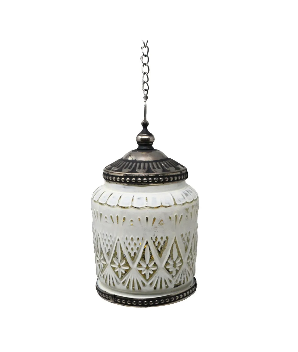 Glass Led Lantern - White